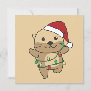 Otter Christmas Winter Animals Holiday Otters Card