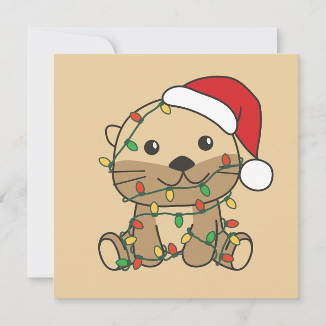 Otter Christmas Winter Animals Holiday Otters Card (Front)