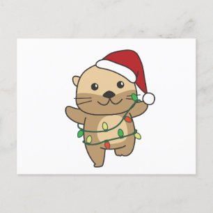Otter Christmas Winter Animals Holiday Otters Postcard