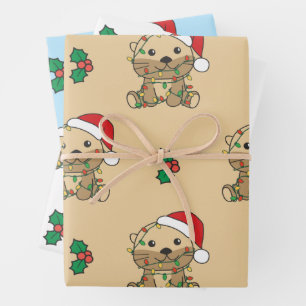 Otter Christmas Winter Animals Holiday Otters Wrapping Paper Sheets