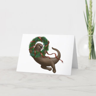 Otter Christmas Wreath Holiday Card