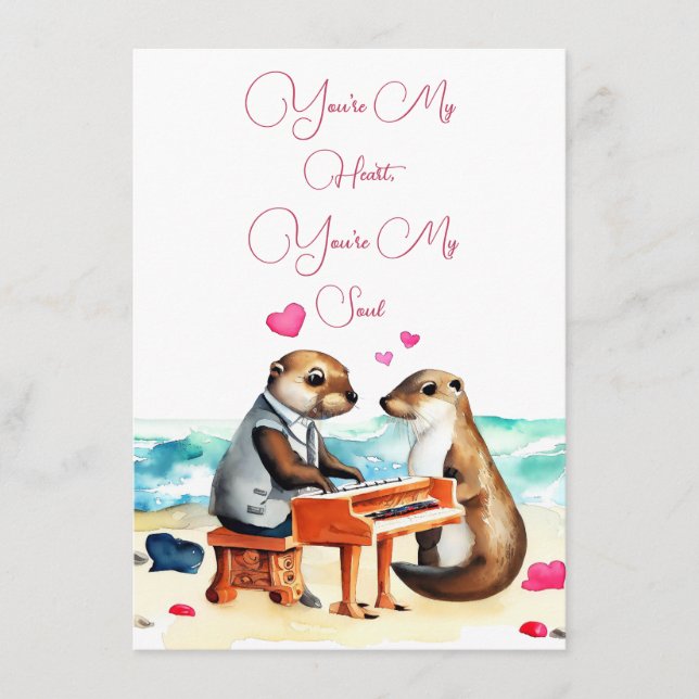 Otter Couple Love Greeting Card (Front)