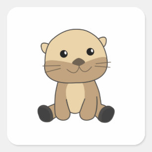 Otter Cute Animals Cute Animal For Kids Square Sticker
