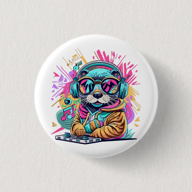 otter Dj 90s vibes Button (Front)