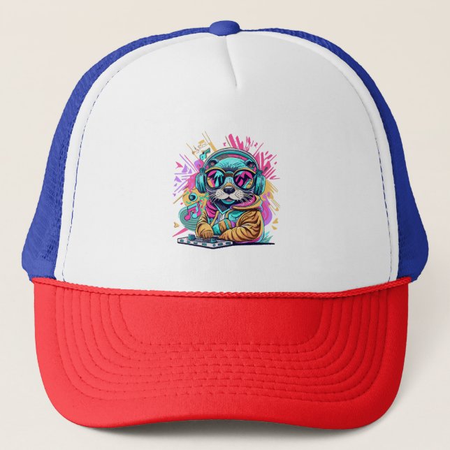 otter Dj 90s vibes Trucker Hat (Front)