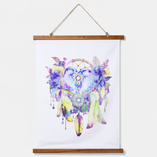 Otter Dreamcatcher Blue Yellow Floral Hanging Tapestry