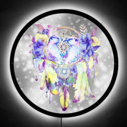 Otter Dreamcatcher Blue Yellow Floral LED Sign