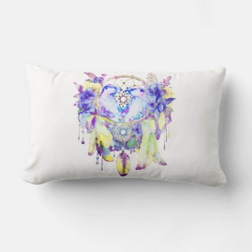 Otter Dreamcatcher Blue Yellow Floral Lumbar Pillow