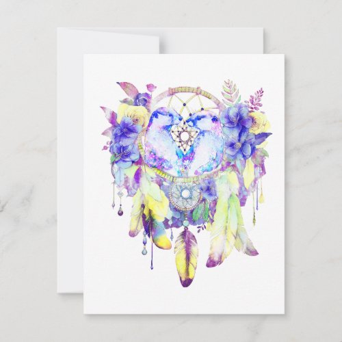 Otter Dreamcatcher Blue Yellow Floral Note Card
