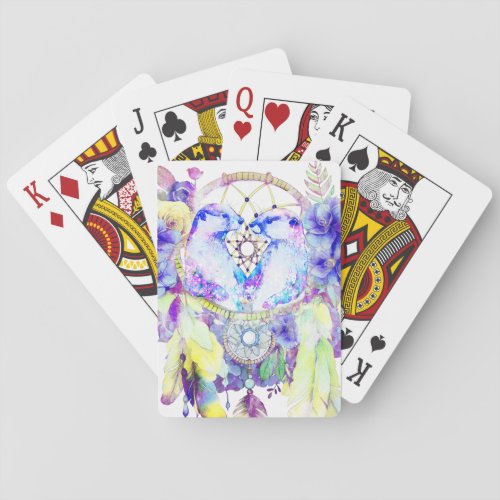 Otter Dreamcatcher Blue Yellow Floral Poker Cards