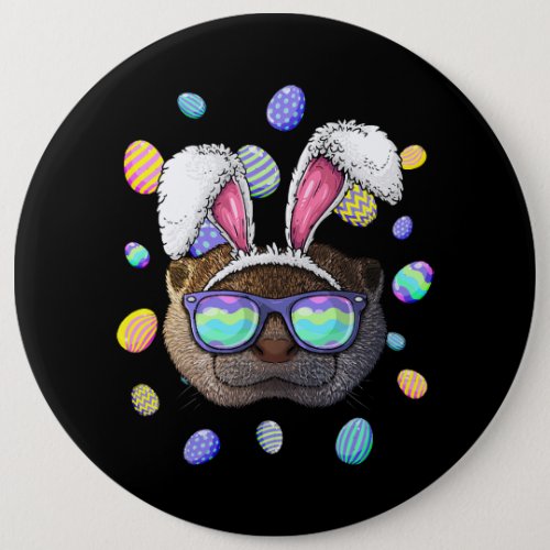 Otter Easter Bunny Ears Funny Easter Eggs Hunting Button