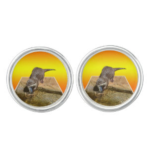 Otter Eating Tasty Fish, Cufflinks