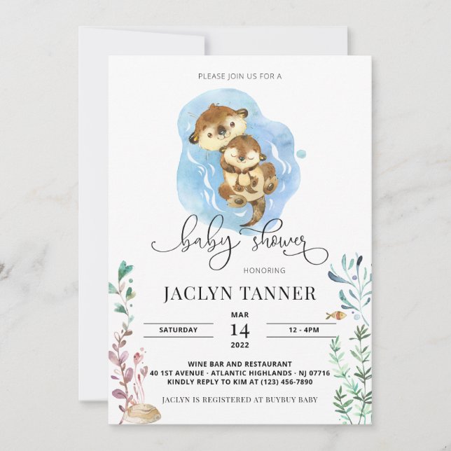 Otter Family Baby Shower Invitation (Front)