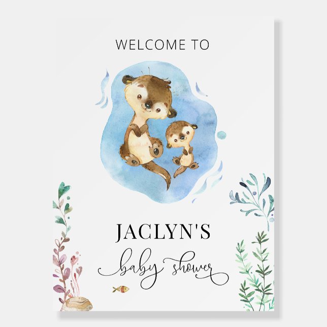 Otter Family Baby Shower Welcome Sign (Front)
