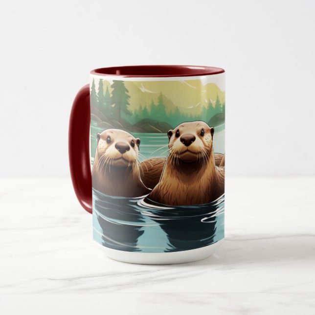 Otter Family Fun Mug (Front Left)