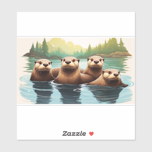 Otter Family Fun Sticker (Sheet)