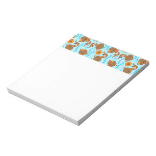 Otter Family Orange Flowers Floral Aquatic Animal Notepad
