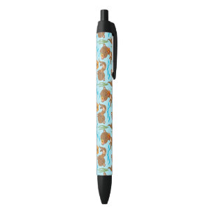 Otter Family Orange Flowers Floral Aquatic Animal Pen