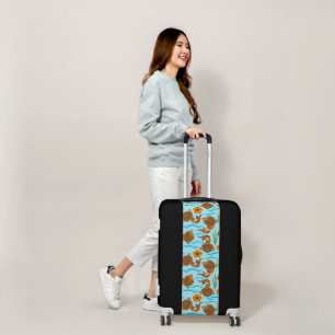 Otter Family Orange Flowers Floral Aquatic Animals Luggage