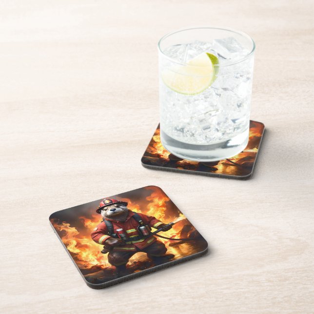 Otter Firefighter, Beverage Coaster (Right Side)