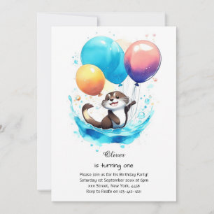Otter First Birthday Invitation