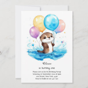 Otter First Birthday Invitation
