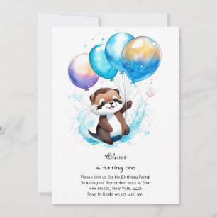 Otter First Birthday Invitation