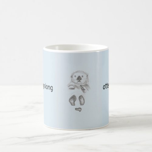 Otter floating in water coffee mug