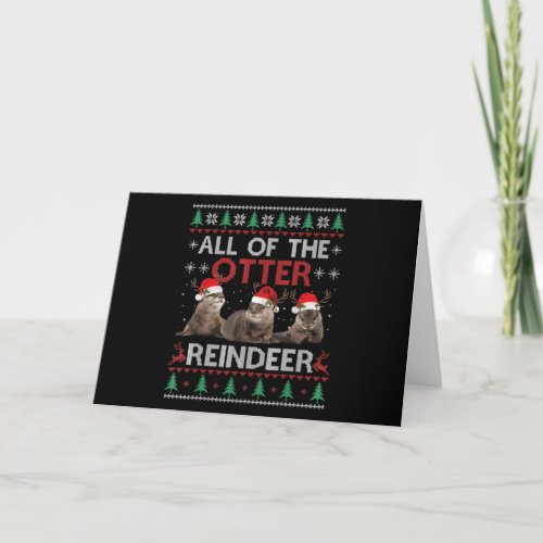 Otter Gift  All Of Otter Reindeer Christmas Card