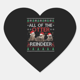 Otter Gift | All Of Otter Reindeer Christmas Heart Sticker