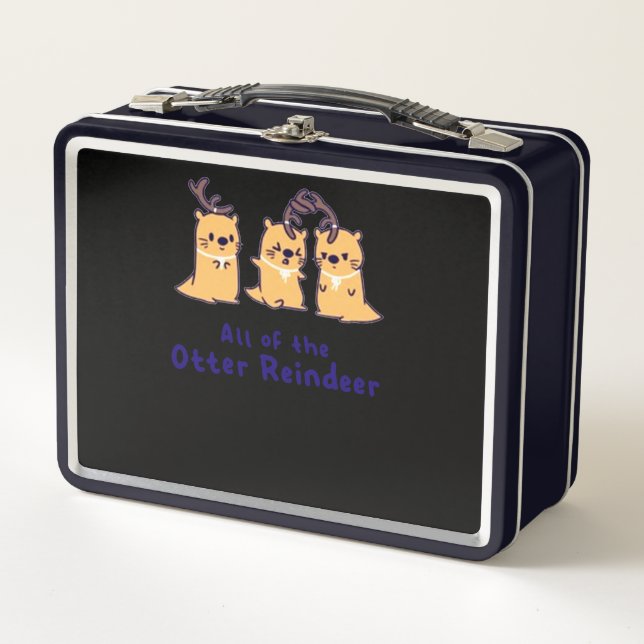 Otter Gift | All Of The Otter Reindeer Metal Lunch Box (Front)