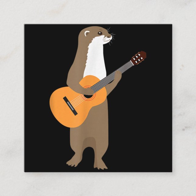Otter Gift | Guitar Otter Animal Kids Guitarist Square Business Card (Front)