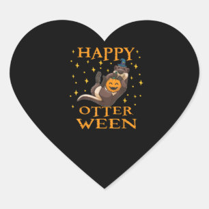 Otter Gift   Happy Otter Cute Sea Otter Halloween Heart Sticker