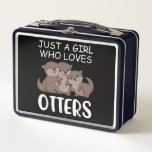 Otter Gift | Just A Girl Who Loves Otters Metal Lunch Box<br><div class="desc">Otter Gift | Cute Otter Women Sea Just A Girl Who Loves Otters</div>