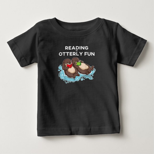 Otter Gift | Sea Otter Book Reading Gift Bookworm Baby T-Shirt (Front)