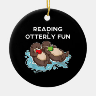 Otter Gift   Sea Otter Book Reading Gift Bookworm Ceramic Ornament