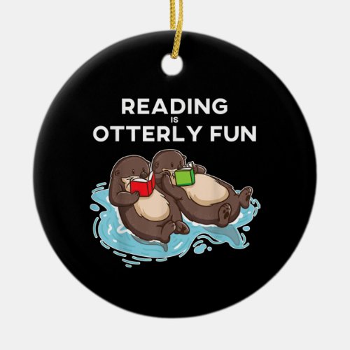 Otter Gift  Sea Otter Book Reading Gift Bookworm Ceramic Ornament