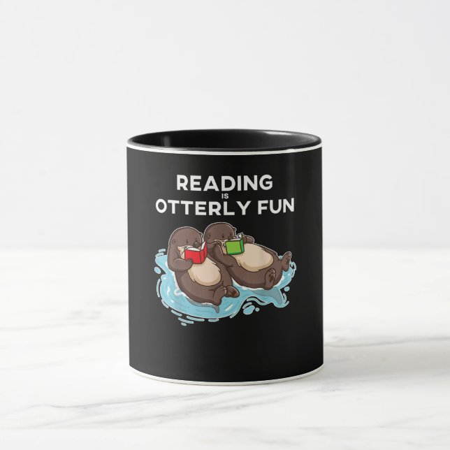 Otter Gift | Sea Otter Book Reading Gift Bookworm Mug (Center)