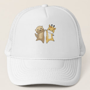 Otter Giraffe Sweet Animals For Children Animal Trucker Hat