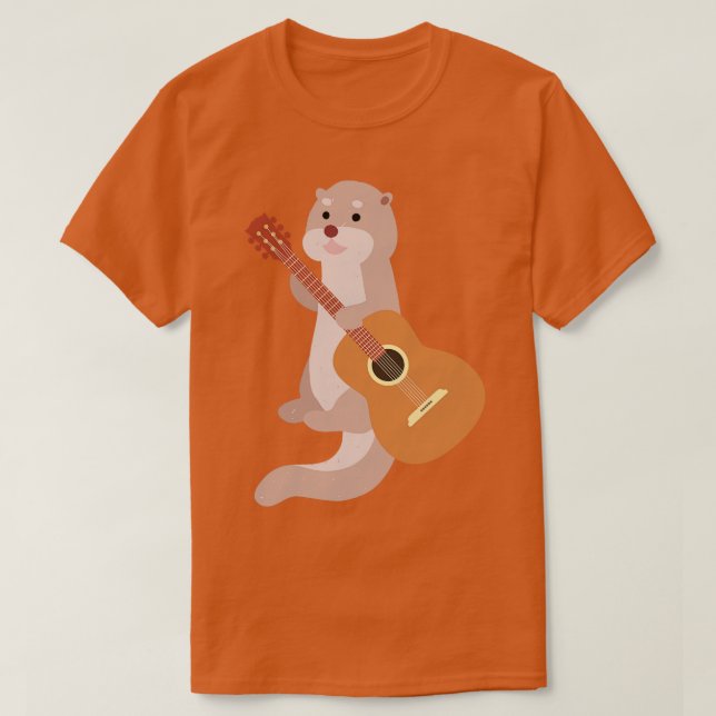 Otter Guitarist Gift Animal Guitar Music Otter T-Shirt (Design Front)