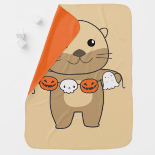 Otter Happy Halloween Pumpkin Bat Costume Baby Bla Blanket