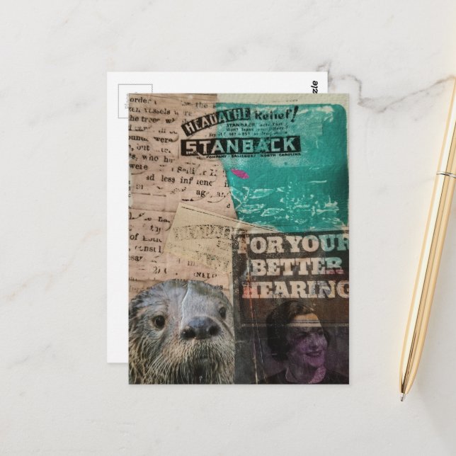 Otter Headache Relief and Hearing collage Postcard (Front/Back In Situ)