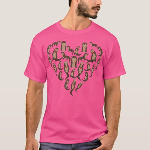 Otter Heart I Cute Otters Hearts Animal Lover I Se T_Shirt