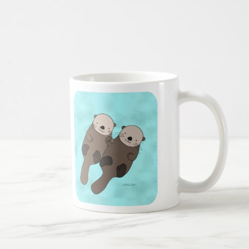 Otter Holding Hands Mug Cute Otter Couple Mug