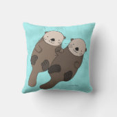 Otter Holding Hands Pillow Cute Otter Throw Pillow | Zazzle