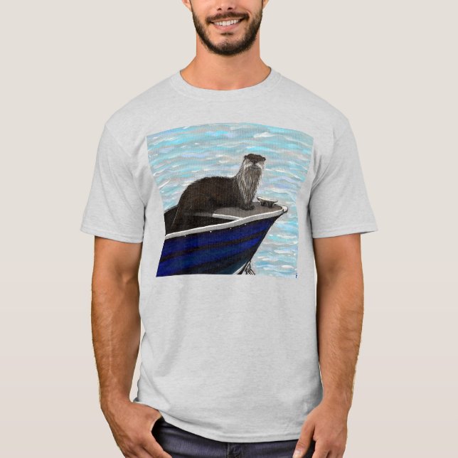 Otter in a Boat Painting T-Shirt (Front)