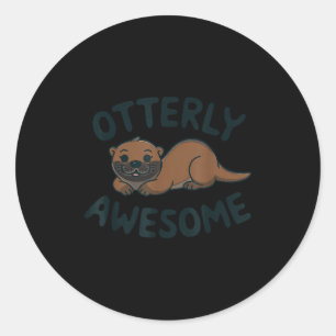 Otter In A Cket Funny Otter Pajamas Sea Otter Cost Classic Round Sticker