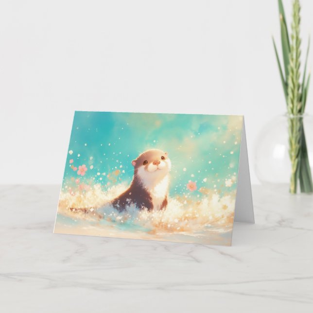 Otter in a Splash of Spring Card (Front)