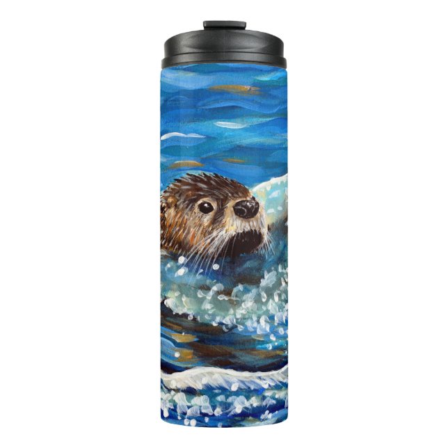 Otter in the Sea Painting Thermal Tumbler (Front)