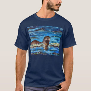 Otter in the Waves Painting T-Shirt